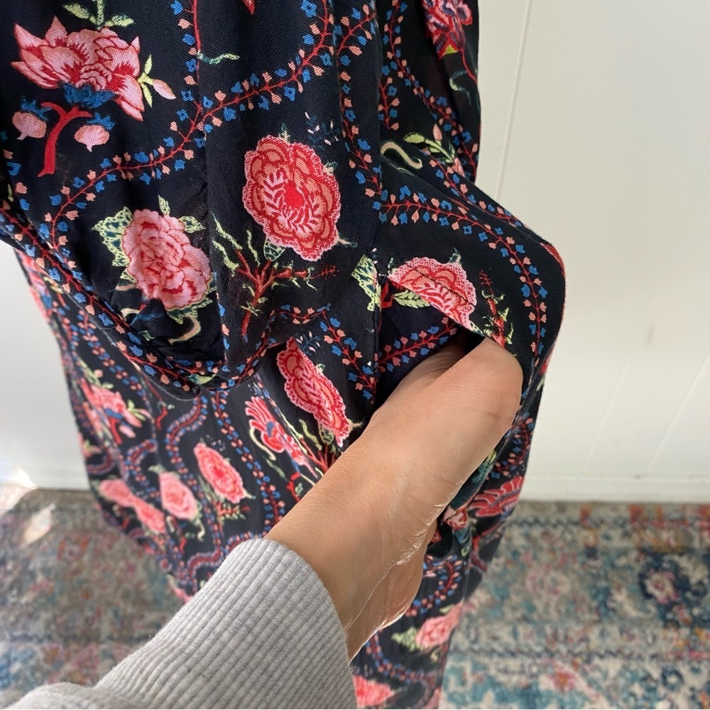 World Market Women’s Dress Floral Cottage Bohemian Short Sleeve Sz S/M Pockets - Picture 8 of 15